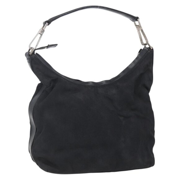 Authentic GUCCI Shoulder Bag Nylon Black Silver 000 0602